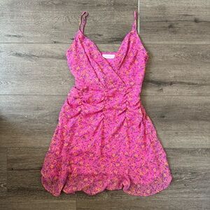 All in Favor Pink floral dress